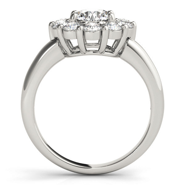 14K White Gold Round Brilliant Diamond Halo Engagement Ring (2ctw)