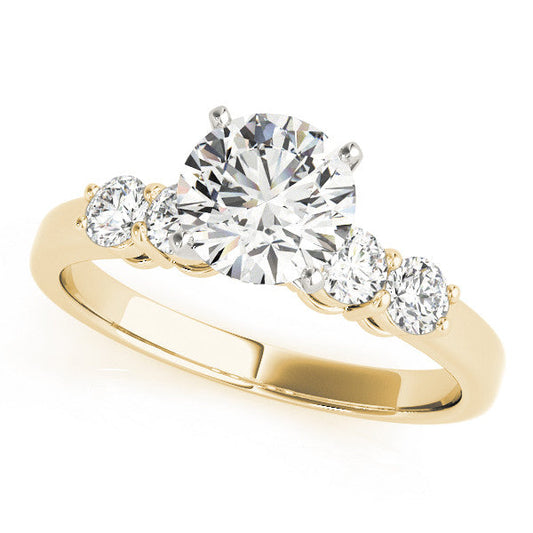 14K Yellow Gold Round Brilliant Diamond Engagement Ring With Basket Pave Accents (1.38ctw)