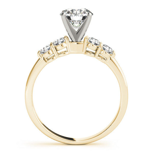 14K Yellow Gold Round Brilliant Diamond Engagement Ring With Basket Pave Accents (1.38ctw)