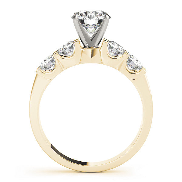 14K Yellow Gold Round Brilliant Diamond Engagement Ring With Pave Accents (1.38ctw)