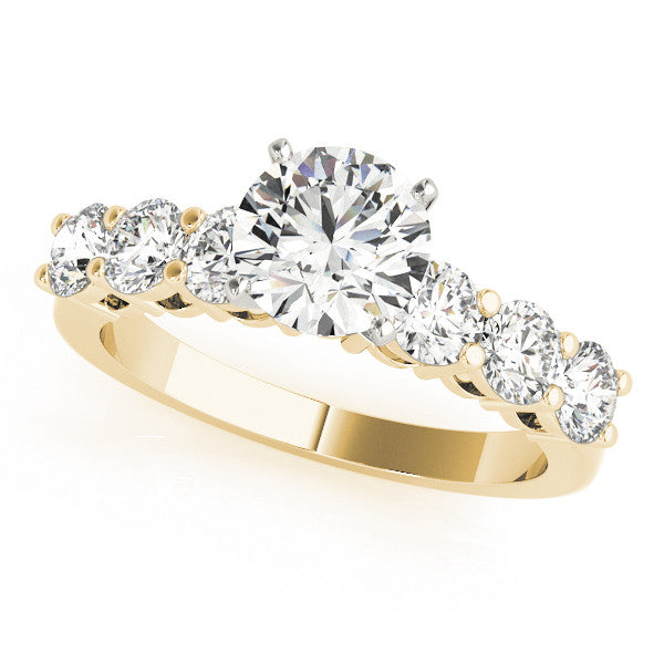 14K Yellow Gold Round Brilliant Diamond Engagement Ring With Basket Pave Accents (1.63ctw)