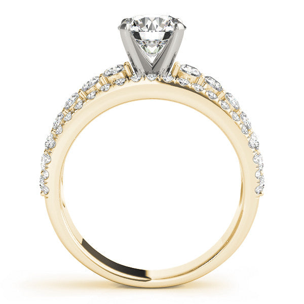 14K Yellow Gold Round Brilliant Diamond Multi-Row Engagement Ring With Pave Accents (1.88ctw)