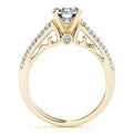 14K Yellow Gold Round Brilliant Diamond Hidden Wave Inspired Engagement Ring With Pave Accents (1.38ctw)