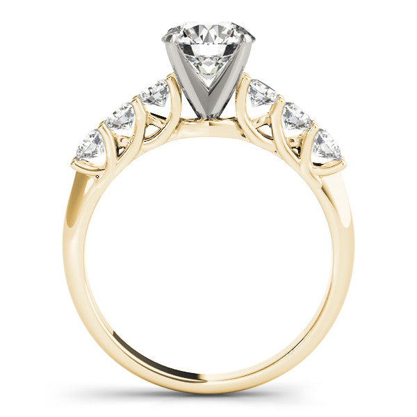 14K Yellow Gold Round Brilliant Diamond Engagement Ring With Pave Accents (1.50ctw)