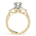 14K Yellow Gold Round Brilliant Diamond Antique Three Stone Baguette Engagement Ring (1.33ctw)