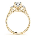 14K Yellow Gold Round Brilliant Diamond Three Stone Scalloped Shank Engagement Ring (1.25ctw)