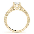 14K Yellow Gold Round Brilliant Diamond Engagement With Beaded Channel Set Diamond Accents (1.25ctw) 