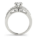 14K White Gold Round Brilliant Diamond Split Shank Engagement Ring With Pave Accents (1.33ctw)