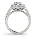 14K White Gold Round Brilliant Diamond Cushion Halo Engagement Ring With Pave Accents (2ctw)