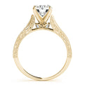 14K Yellow Gold Round Brilliant Diamond Antique High Shoulder Cathedral Engagement Ring With Beaded Accents (1.20ctw)