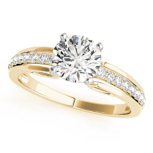 14K Yellow Gold Round Brilliant Diamond Engagement Ring With Channel Set Accents (1.17ctw)