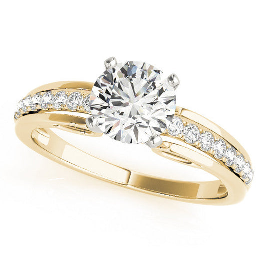 14K Yellow Gold Round Brilliant Diamond Engagement Ring With Channel Set Accents (1.17ctw)