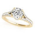 14K Yellow Gold Round Brilliant Diamond Split Shank Engagement Ring With Pave Accents (1.38ctw)