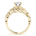 14K Yellow Gold Round Brilliant Diamond Antique Scallop Engagement Ring  (1.07ctw)