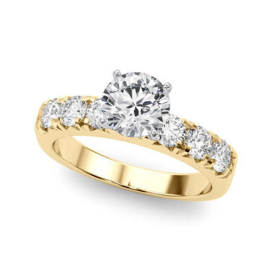 14K Yellow Gold Round Brilliant Diamond Engagement Ring With Pave Accents (1.88ctw)