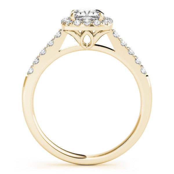 14K Yellow Gold Cushion Cut Diamond Halo Engagement Ring With Pave Accents (1.33ctw)