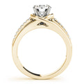 14K Yellow Gold Round Brilliant Diamond Split Shank Trellis Engagement Ring With Pave Accents (1.10ctw)