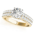 14K Yellow Gold Round Brilliant Diamond Engagement Ring With Pave Accents (1.50ctw)