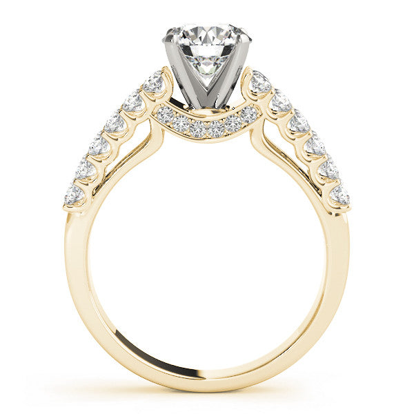 14K Yellow Gold Round Brilliant Diamond Engagement Ring With Pave Accents (1.50ctw)