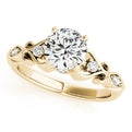 14K Yellow Gold Round Brilliant Diamond Antique Scallop Engagement Ring (1.10ctw)