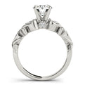 14K White Gold Round Brilliant Diamond Antique Scallop Engagement Ring (1.10ctw)
