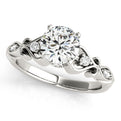 14K White Gold Round Brilliant Diamond Antique Scallop Engagement Ring (1.10ctw)
