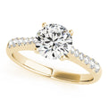 14K Yellow Gold Round Brilliant Diamond High Cathedral Shoulder Engagement Ring With Pave Accents (1.20ctw)