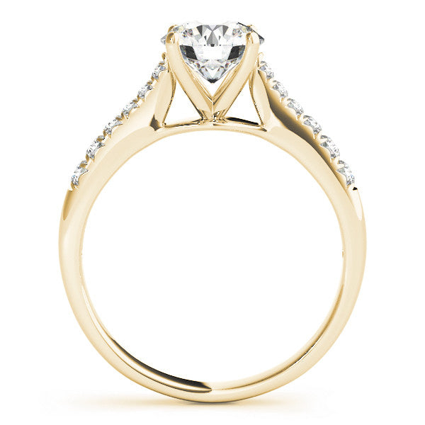 14K Yellow Gold Round Brilliant Diamond High Cathedral Shoulder Engagement Ring With Pave Accents (1.20ctw)