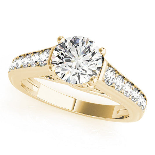 14K Yellow Gold Round Brilliant Diamond Knot Engagement Ring With Pave Accents (1.38ctw)