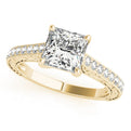 14K Yellow Gold Princess Cut Diamond Antique Trellis Engagement Ring With Beaded Channel Accents (1.25ctw)