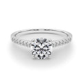 14K White Gold Round Brilliant Diamond Cathedral Engagement Ring With Pave Accent Diamonds (1.10ctw) 