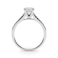 14K White Gold Round Brilliant Diamond Cathedral Engagement Ring With Pave Accent Diamonds (1.10ctw) 