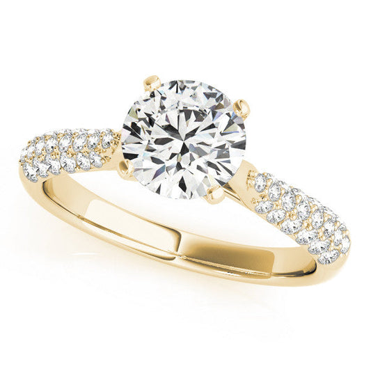 14K Yellow Gold Round Brilliant Diamond Engagement Ring With Micro Pave Accents (1.25ctw)