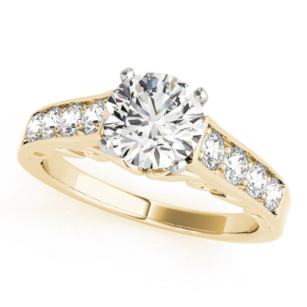 14K Yellow Gold Round Brilliant Diamond Engagement Ring With Channel Set Accents (1.50ctw)