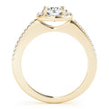 14K Yellow Gold Round Brilliant Diamond Cushion Halo Engagement Ring With Pave Accents (1.20ctw)