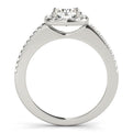 14K White Gold Round Brilliant Diamond Cushion Halo Engagement Ring With Pave Accents (1.20ctw)