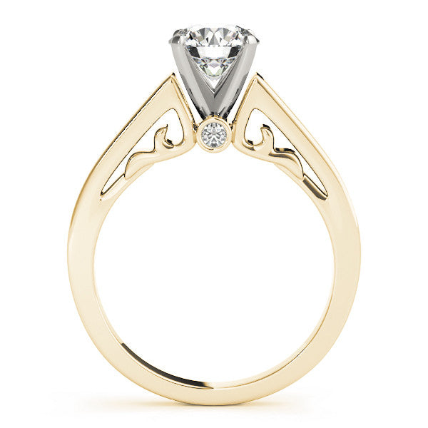 14K Yellow Gold Round Brilliant Diamond Solitaire Engagement Ring With Bezel Accents (1.05ctw)