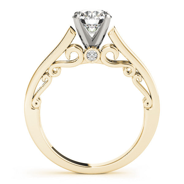 14K Yellow Gold Round Brilliant Diamond Solitaire Engagement Ring With Bezel Accents (1.05ctw)