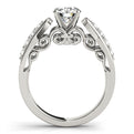 14K White Gold Round Brilliant Diamond Antique Inspired Engagement Ring With Pave Accents (1.33ctw)