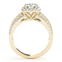 14K Yellow Gold Round Brilliant Diamond Cushion Halo Engagement Ring With Pave Accents (1.88ctw)