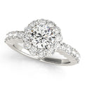 14K White Gold Round Brilliant Diamond Scallop Halo Basket Engagement Ring With Pave Accents (1.63ctw)