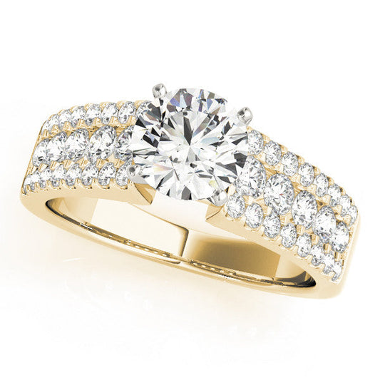 14K Yellow Gold Round Brilliant Diamond Multi-Row Engagement Ring With Pave Accents (1.75ctw)