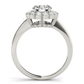 14K White Gold Round Brilliant Diamond Solitaire Floral Halo Engagement Ring With Accents (1.33ctw)