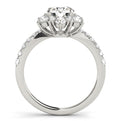 14K White Gold Round Brilliant Diamond Floral Inspired Halo Engagement Ring With Pave Accents (1.88ctw)