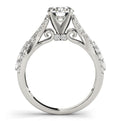 14K White Gold Round Brilliant Diamond Twisted Split Shank Engagement Ring With Pave Accents (1.50ctw)