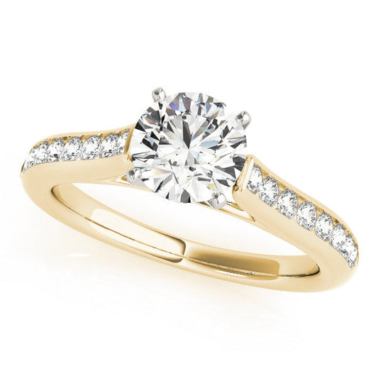 14K Yellow Gold Round Brilliant Diamond Engagement Ring With Channel Set Accents (1.25ctw)