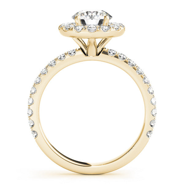 14K Yellow Gold Round Brilliant Diamond Halo Engagement Ring With Pave Accents (1.50ctw)