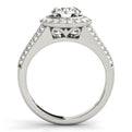 14K White Gold Round Brilliant Diamond Halo Split Shank Engagement Ring With Channel Set Accents (1.63ctw)