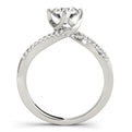 14K White Gold Round Brilliant Diamond Bypass Engagement Ring With Pave Accents (1.20ctw)