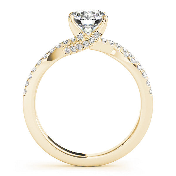 14K Yellow Gold Round Brilliant Diamond Twist Engagement Ring With Pave Accents (1.25ctw)